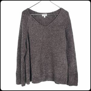 LUCKY BRAND Oversize Plum Muted Lavender Long Sleeve V-Neck Knit Sweater Size: L